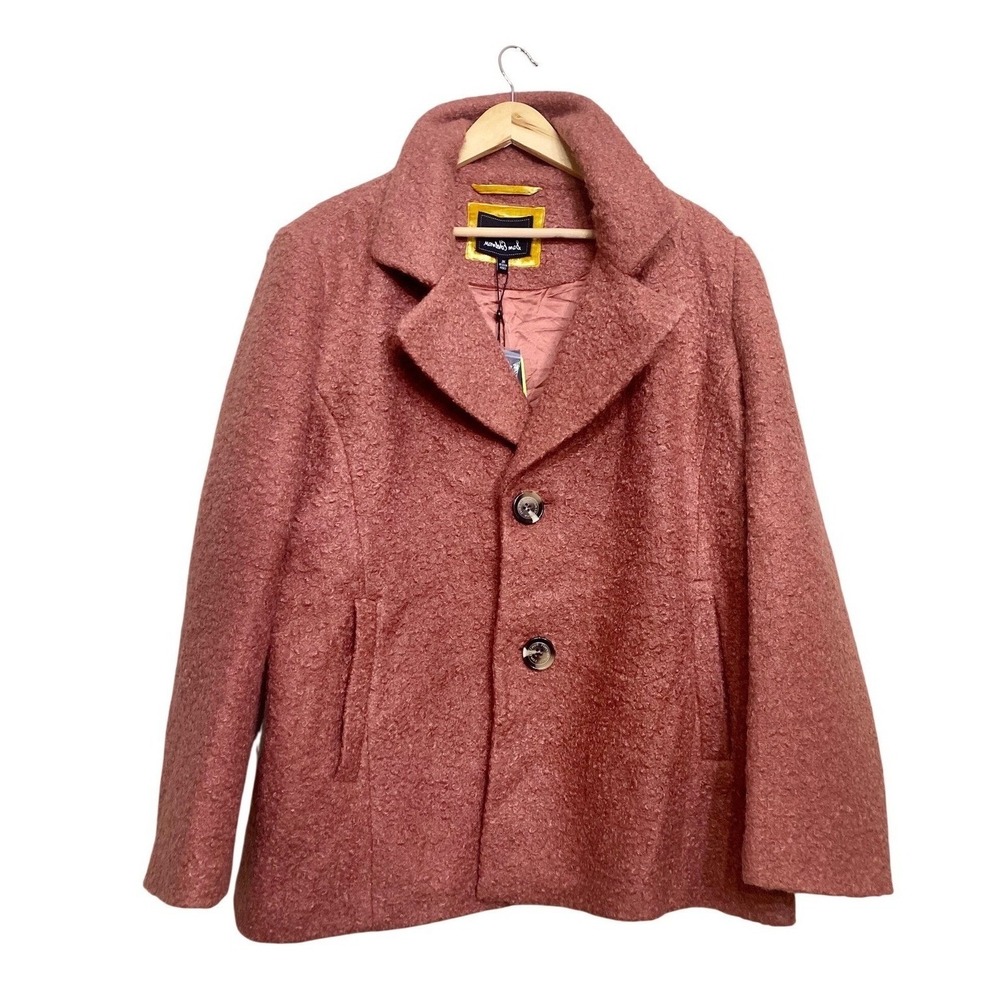 Sam Edelman Canyon Clay Solid Teddy Faux Fur Pea Coat XL‎ 20400-W9